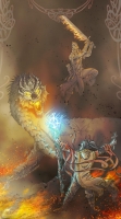 saint Efflam et roi arthur contre le dragon